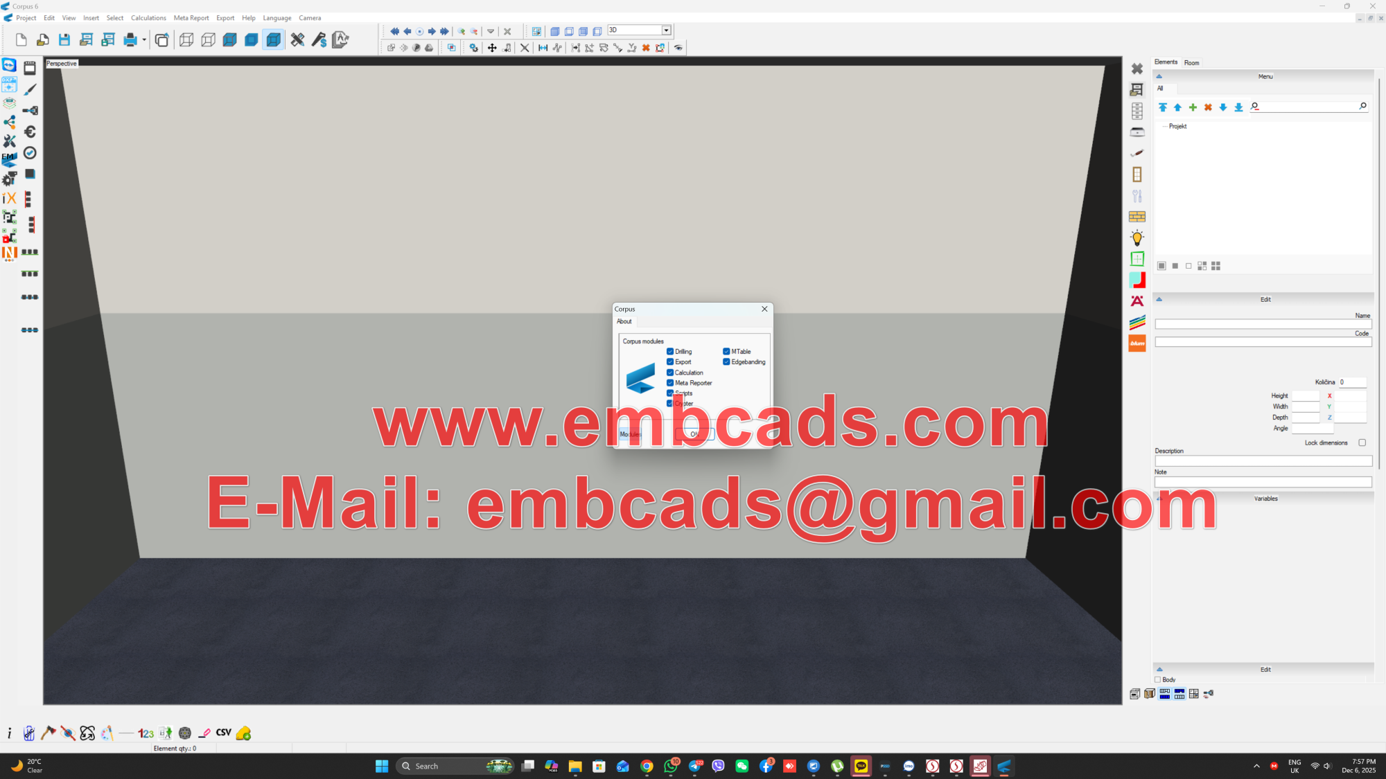 Corpus 6.2 3D furniture Cad software - EmbCads Software's Services